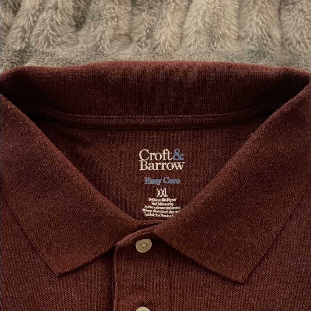 LIKE NEW Croft & Barrow Men's Burgundy Polo Shirt - Picture 2 of 4